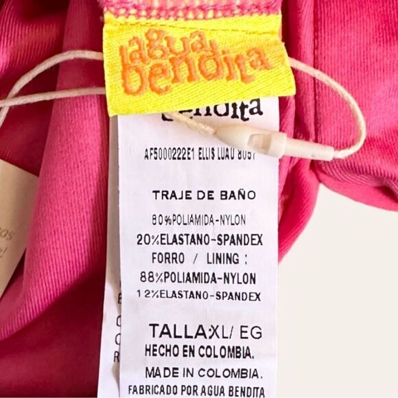 Agua Bendita Ellis Luau One Piece Swimsuit XL Pink Plunge Open Back Twist NWT - Picture 8 of 8